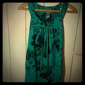 Blue and black floral L8ter tank top